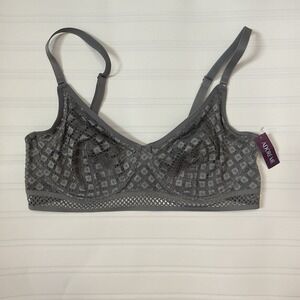 Adore Me Tatum Gray Bra 36D Underwire Sheer Lace Unlined Cups Adjustable Straps